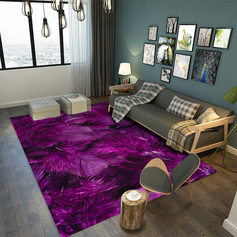 Dark Green Modern Rug Polyester 3D Feather Rug Washable Rug for Drawing Room