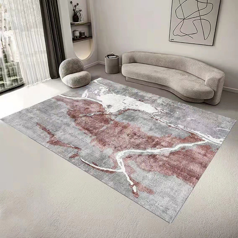 Gray Modern Rug Polyester Graphic Rug Non-Slip Backing Rug for Drawing Room