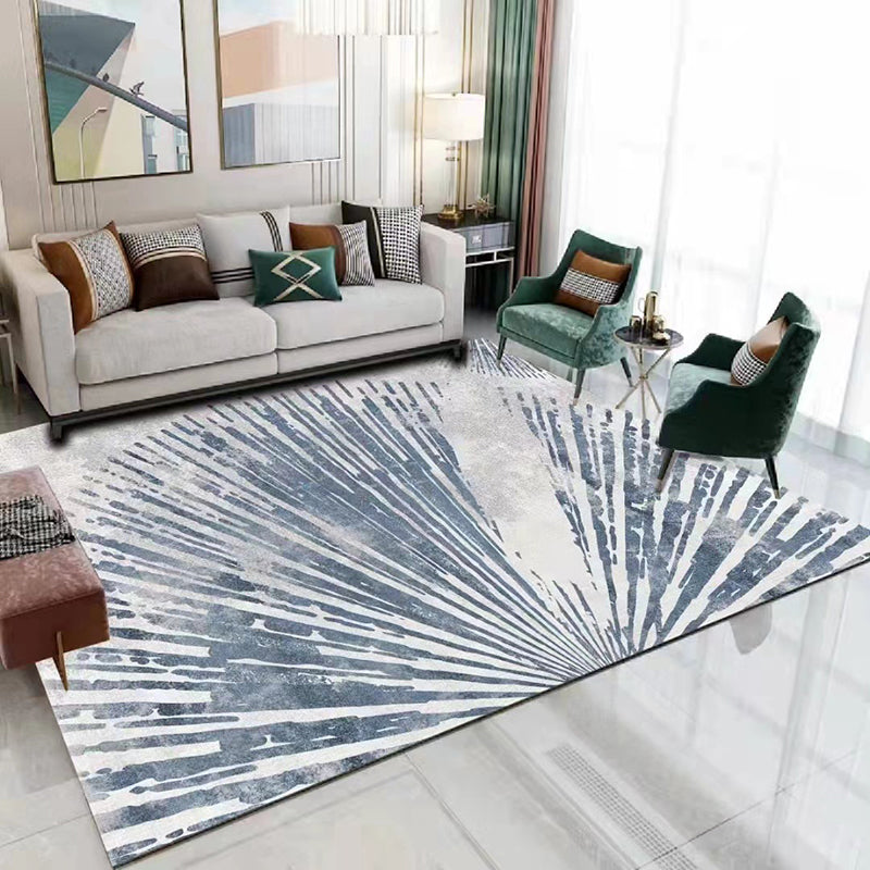 Gray Modern Rug Polyester Graphic Rug Non-Slip Backing Rug for Drawing Room
