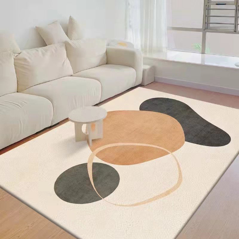Beige Casual Rug Polyester Color Block Rug Stain Resistant Rug for Living Room
