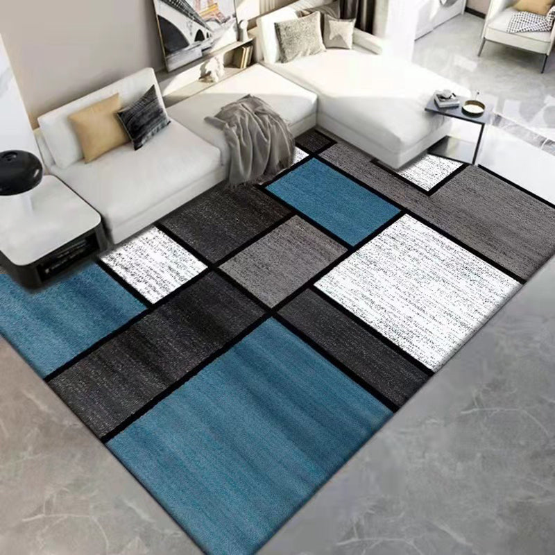 Gray Simple Rug Polyester Print Area Rug Non-Slip Backing Rug for Home Decor