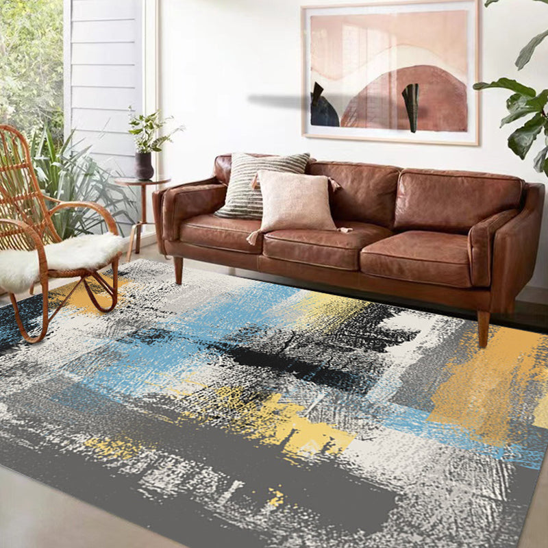 Light Pink Abstract Print Rug Polyester Modern Rug Washable Rug for Drawing Room