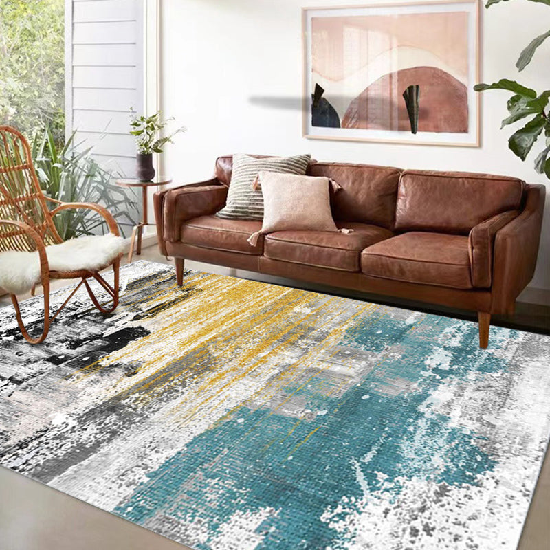 Light Pink Abstract Print Rug Polyester Modern Rug Washable Rug for Drawing Room