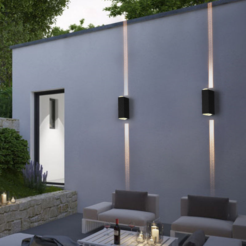 Modern Style Rectangular Wall Light Sconces Metal Multi Lights Wall Washer Sconce in Black