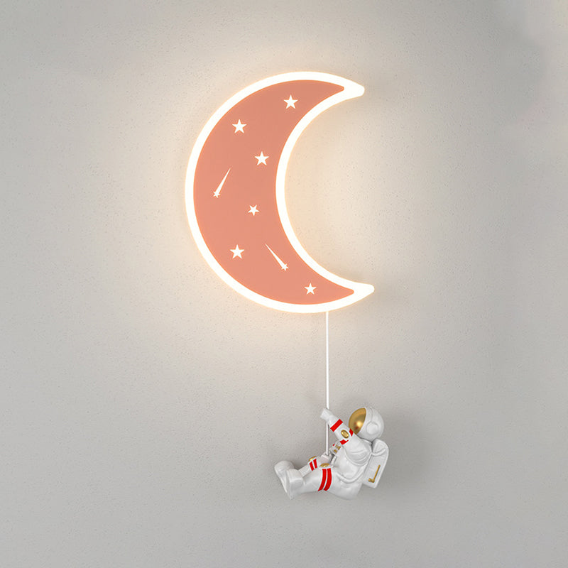 Modern Style Moon Shape Wall Sconce Metal 1 Light Sconce Lighting for Living Room