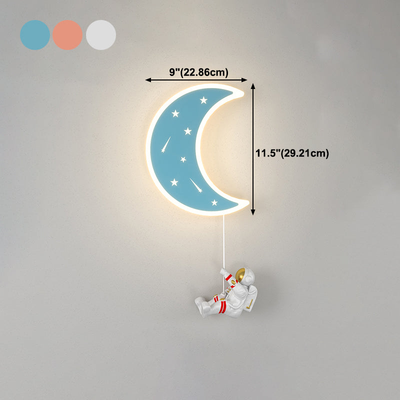 Modern Style Moon Shape Wall Sconce Metal 1 Light Sconce Lighting for Living Room
