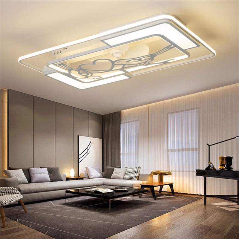 4 Lights Ceiling Fan Light Modern LED Ceiling Mount Lamp with Acrylic Shade for Bedroom