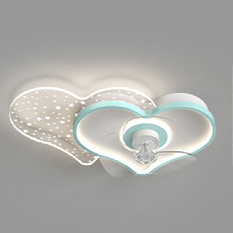 Children Style Ceiling Fan Light LED Ceiling Mount Lamp with Acrylic Shade for Bedroom