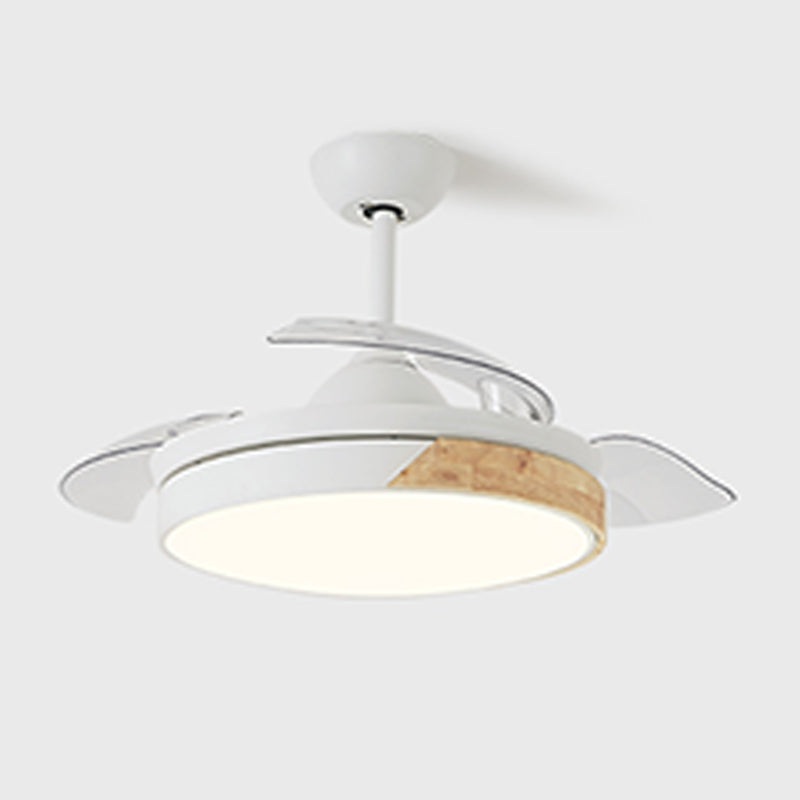Kids Style Round Shape Ceiling Fan Light Metal 1-Light LED Ceiling Fan Lamp