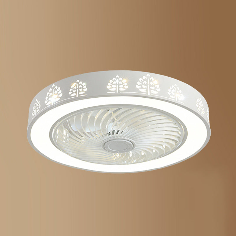 Round Shape Ceiling Fan Light Kids Style Metal 1-Light LED Ceiling Fan Lamp