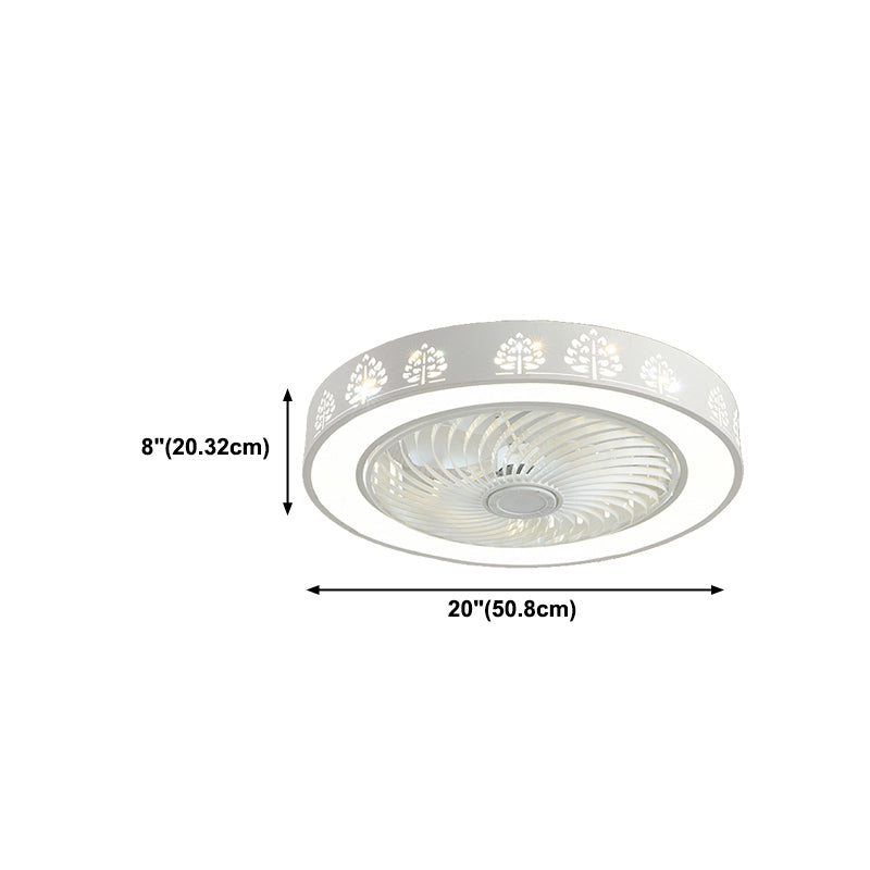 Round Shape Ceiling Fan Light Kids Style Metal 1-Light LED Ceiling Fan Lamp