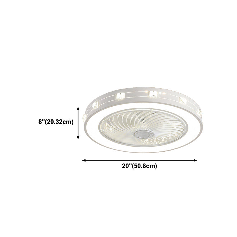 Round Shape Ceiling Fan Light Kids Style Metal 1-Light LED Ceiling Fan Lamp