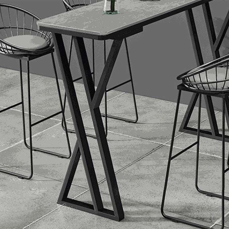 Industrial Stone Bar Wine Table Rectangle Coffee Shop Bar Height Cocktail Table