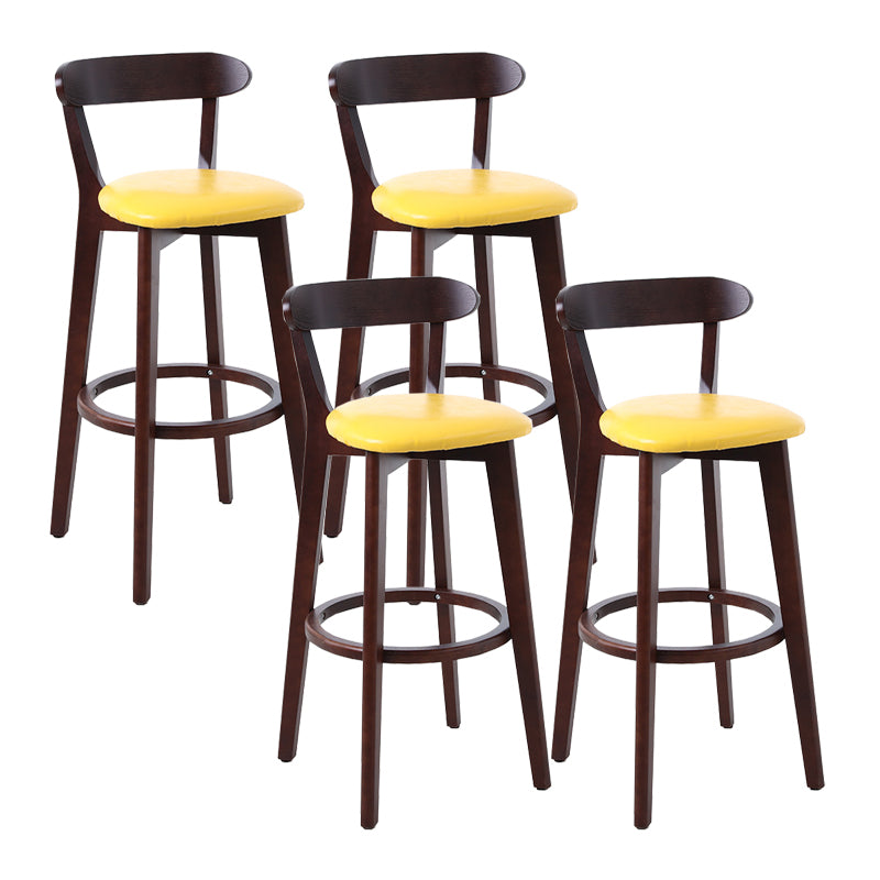 Scandinavian Matte Finish Leather Barstool Rubberwood Home Stool