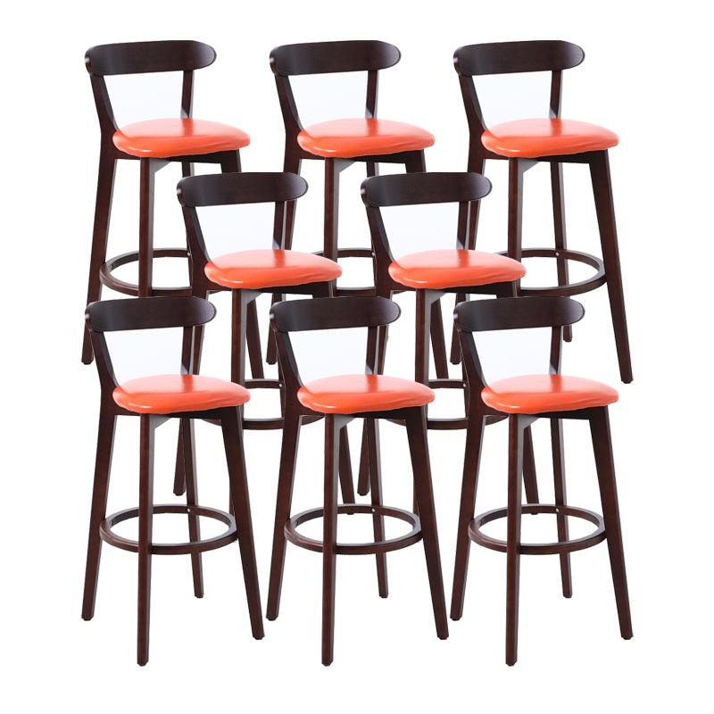 Scandinavian Matte Finish Leather Barstool Rubberwood Home Stool