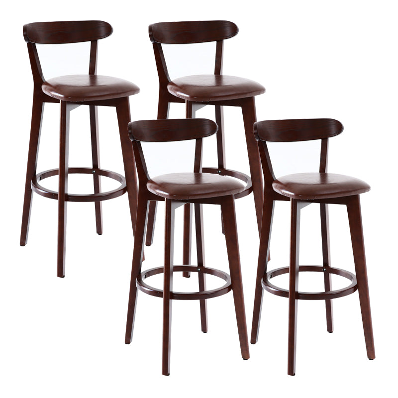 Scandinavian Matte Finish Leather Barstool Rubberwood Home Stool