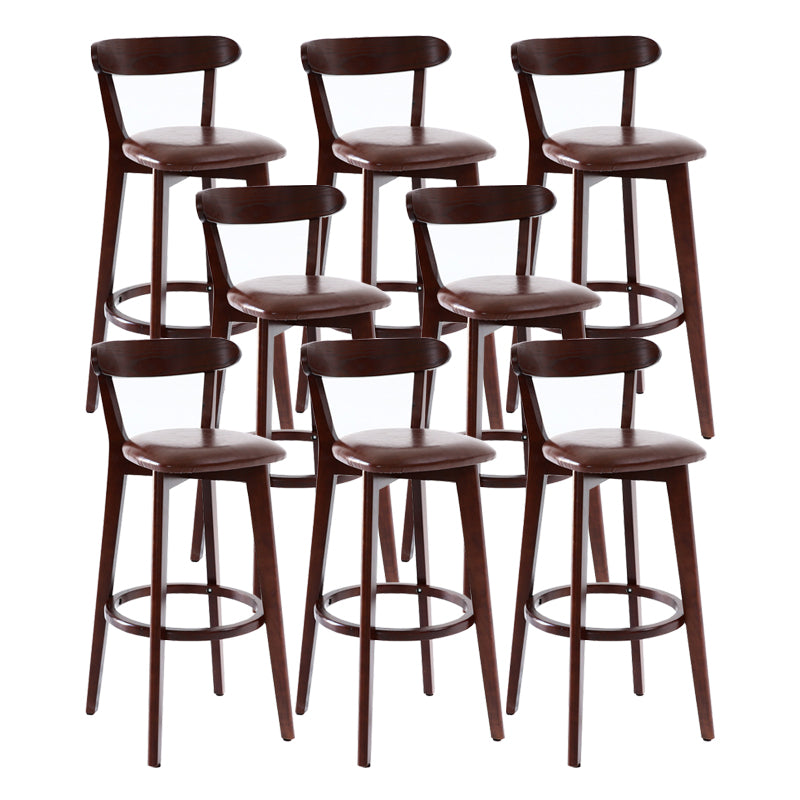 Scandinavian Matte Finish Leather Barstool Rubberwood Home Stool