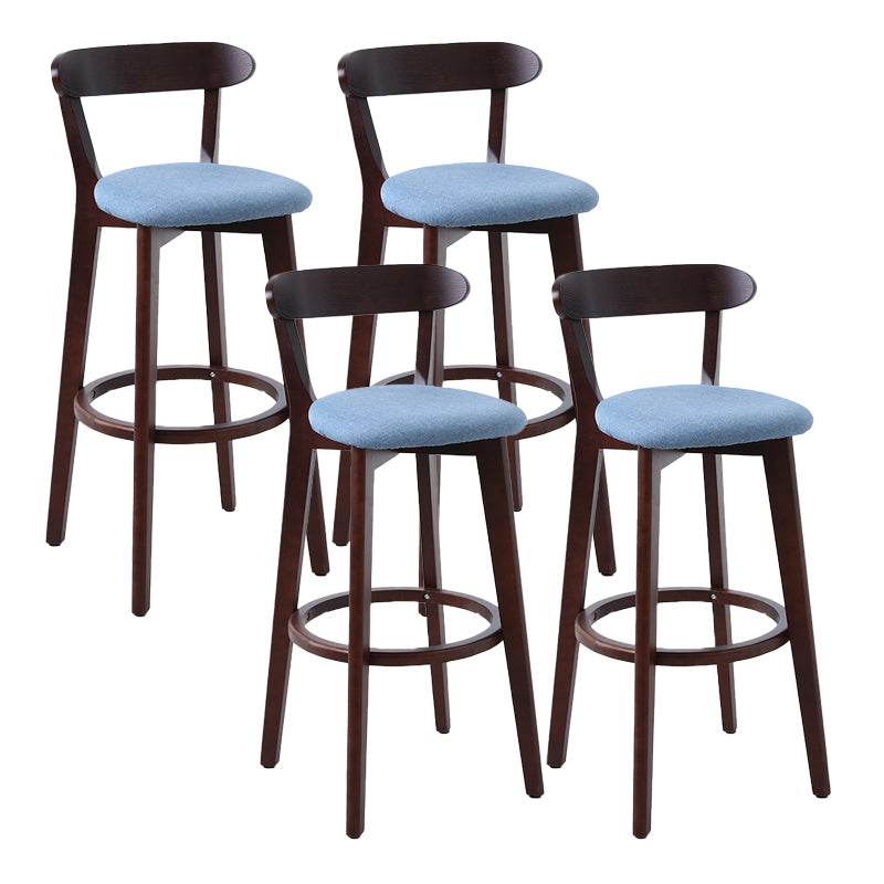 Scandinavian Matte Finish Leather Barstool Rubberwood Home Stool