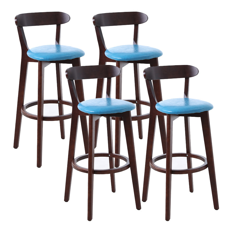 Scandinavian Matte Finish Leather Barstool Rubberwood Home Stool