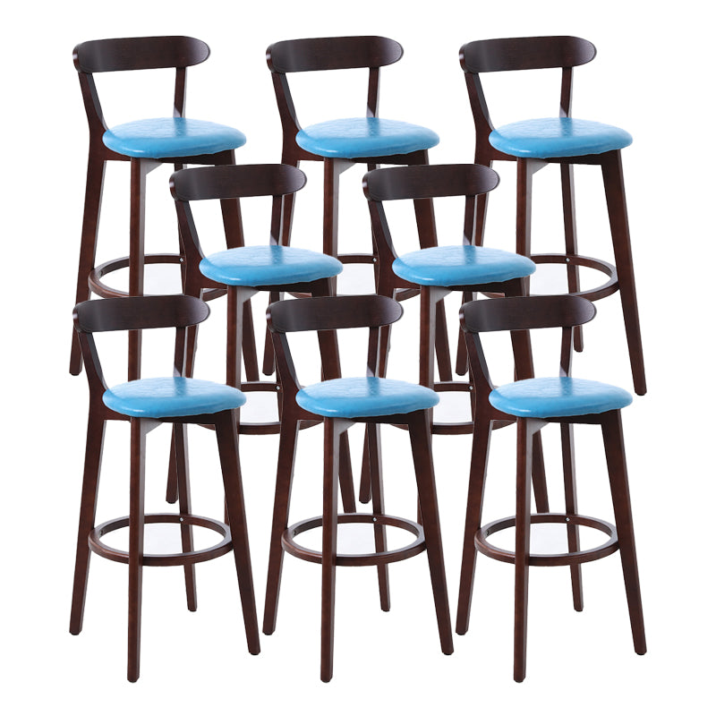 Scandinavian Matte Finish Leather Barstool Rubberwood Home Stool