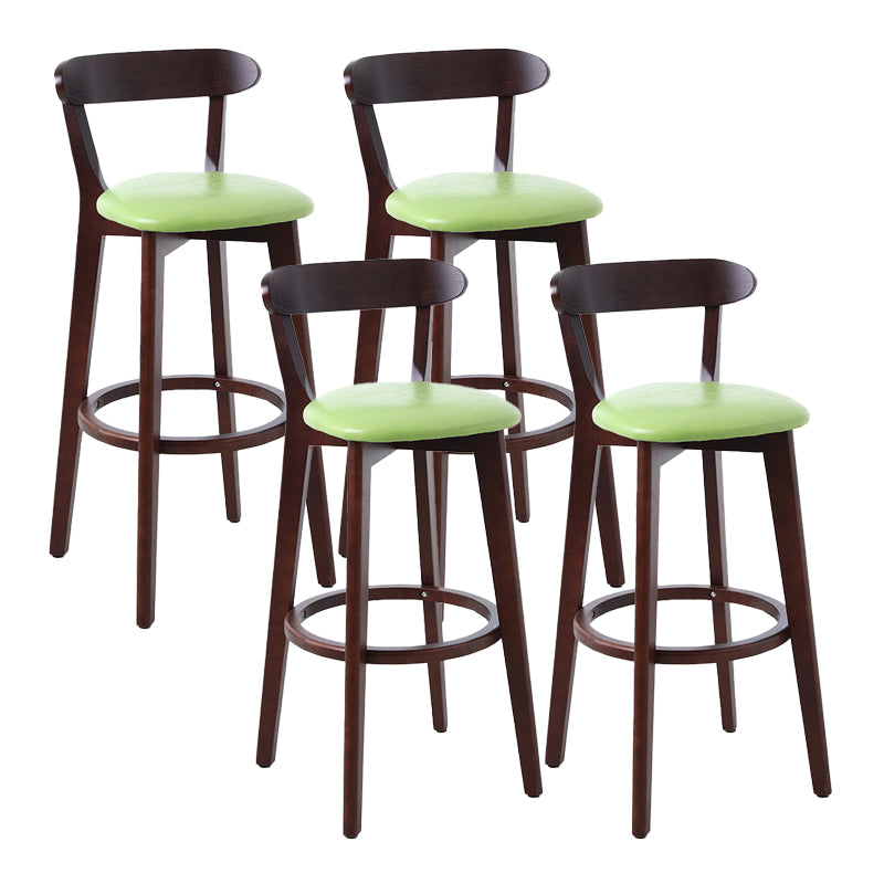 Scandinavian Matte Finish Leather Barstool Rubberwood Home Stool