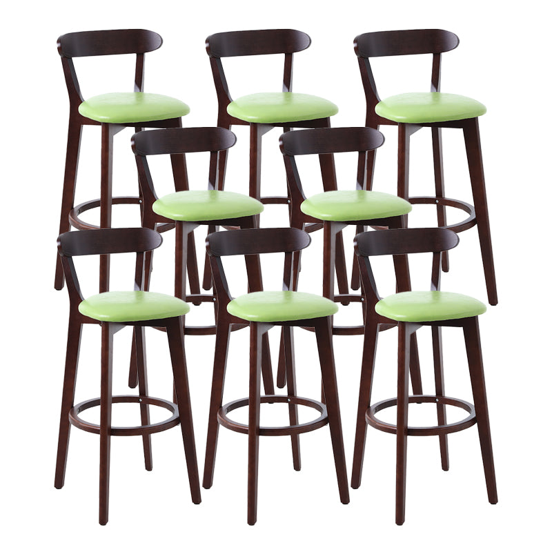 Scandinavian Matte Finish Leather Barstool Rubberwood Home Stool