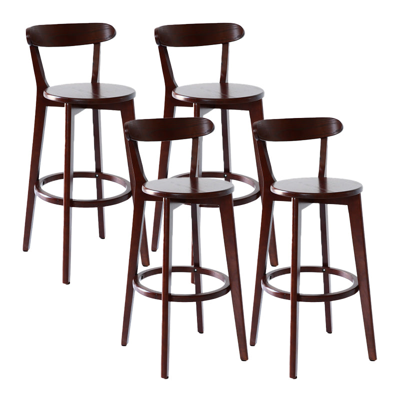 Scandinavian Matte Finish Leather Barstool Rubberwood Home Stool