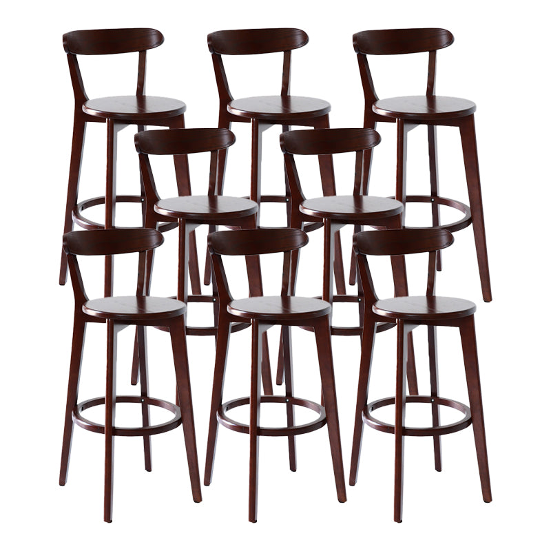 Scandinavian Matte Finish Leather Barstool Rubberwood Home Stool