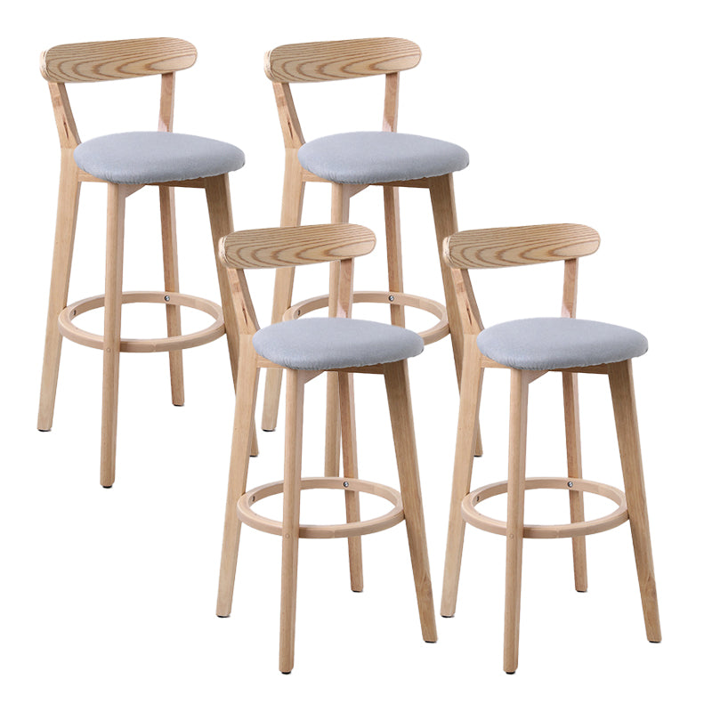 Scandinavian Matte Finish Leather Barstool Rubberwood Home Stool