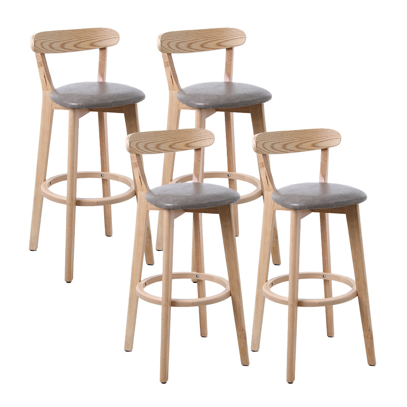 Scandinavian Matte Finish Leather Barstool Rubberwood Home Stool