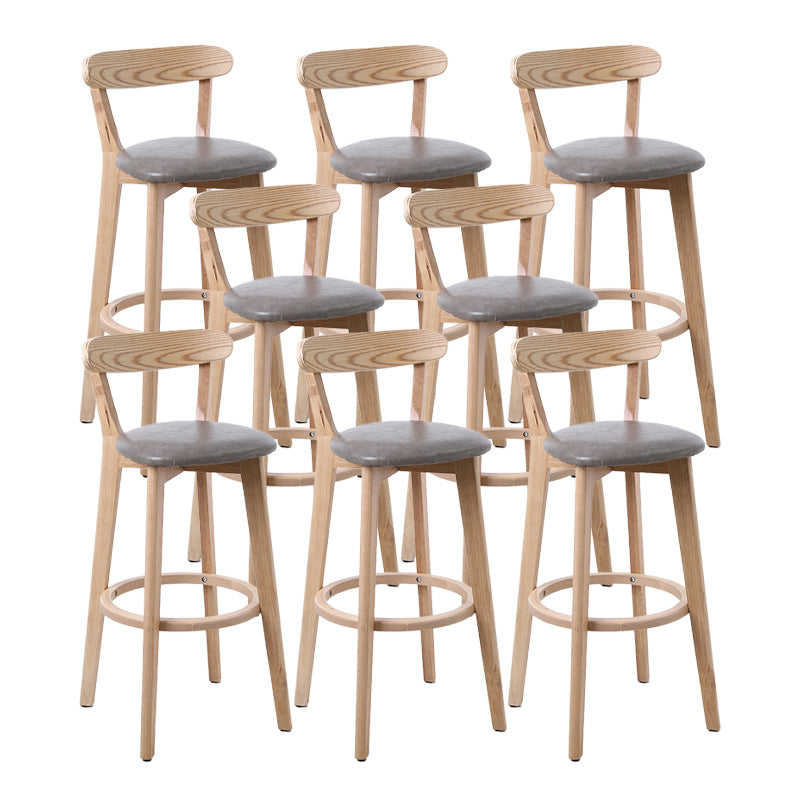 Scandinavian Matte Finish Leather Barstool Rubberwood Home Stool