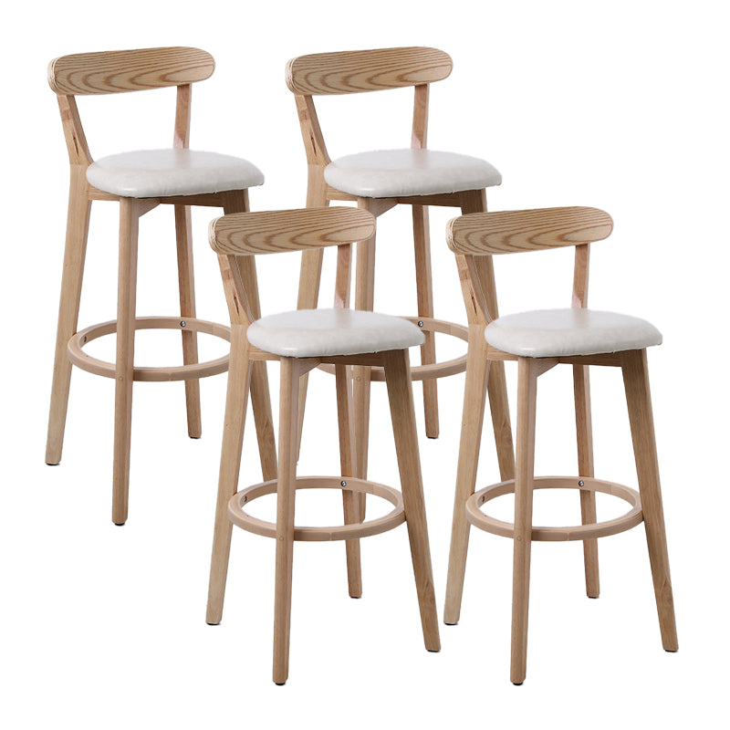 Scandinavian Matte Finish Leather Barstool Rubberwood Home Stool