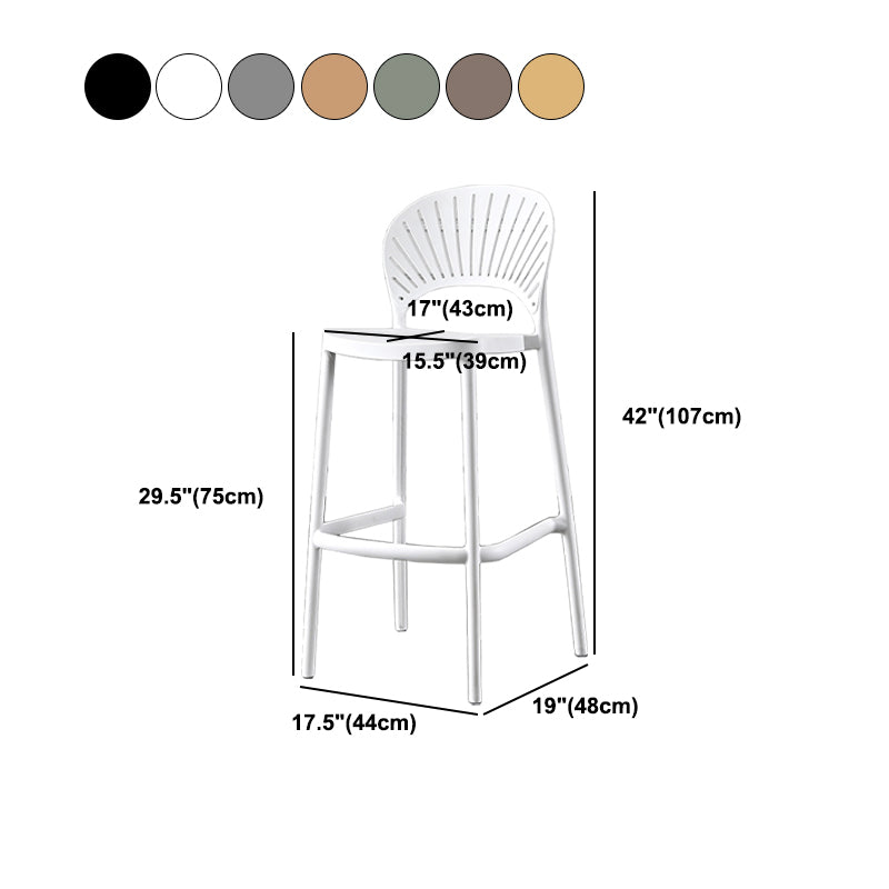 Scandinavian Home Low Back Stool Matte Finish Plastic Barstool