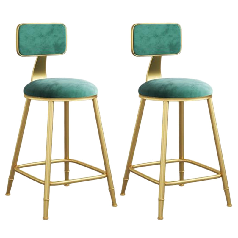 Nordic Armless Backrest Counter Stool Iron Dining Room Bar Stool with Velvet Cushion
