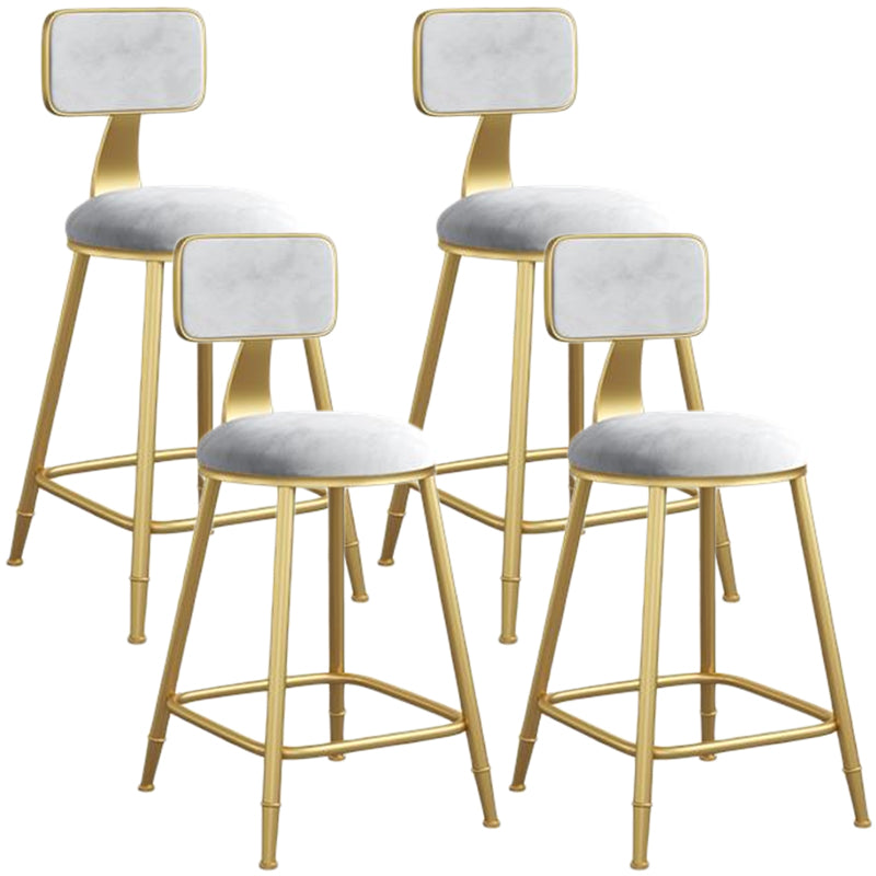 Nordic Armless Backrest Counter Stool Iron Dining Room Bar Stool with Velvet Cushion