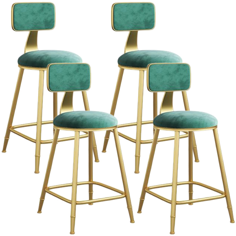 Nordic Armless Backrest Counter Stool Iron Dining Room Bar Stool with Velvet Cushion