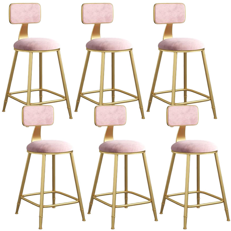 Nordic Armless Backrest Counter Stool Iron Dining Room Bar Stool with Velvet Cushion