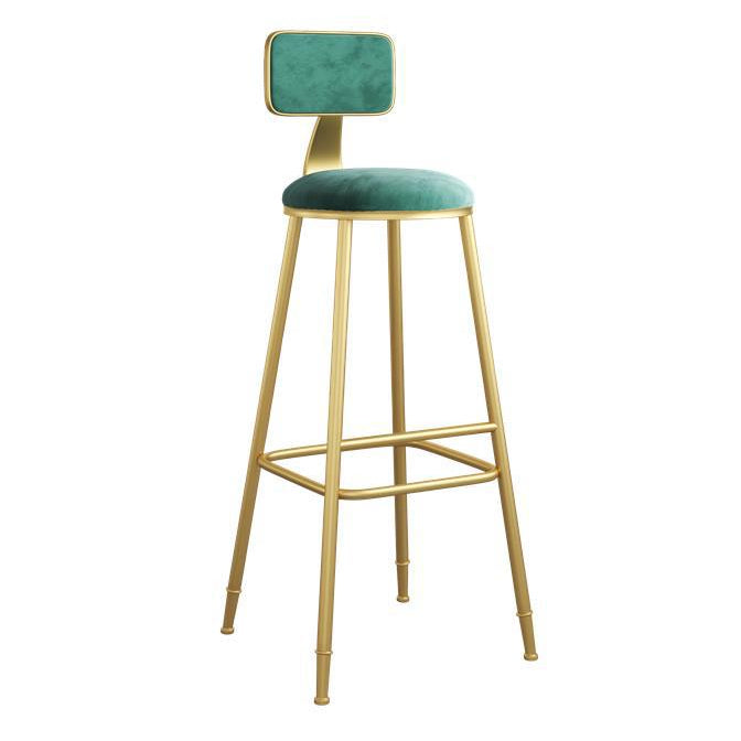 Nordic Armless Backrest Counter Stool Iron Dining Room Bar Stool with Velvet Cushion