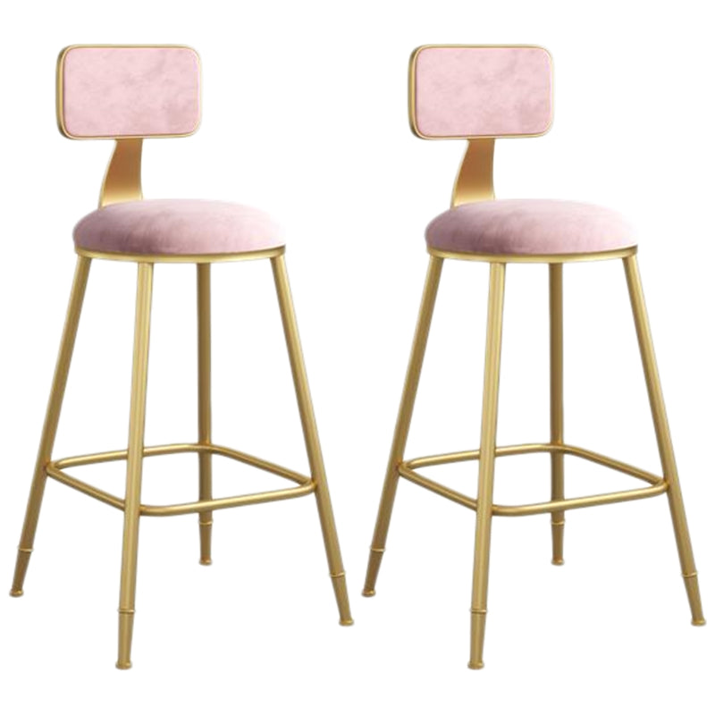 Nordic Armless Backrest Counter Stool Iron Dining Room Bar Stool with Velvet Cushion