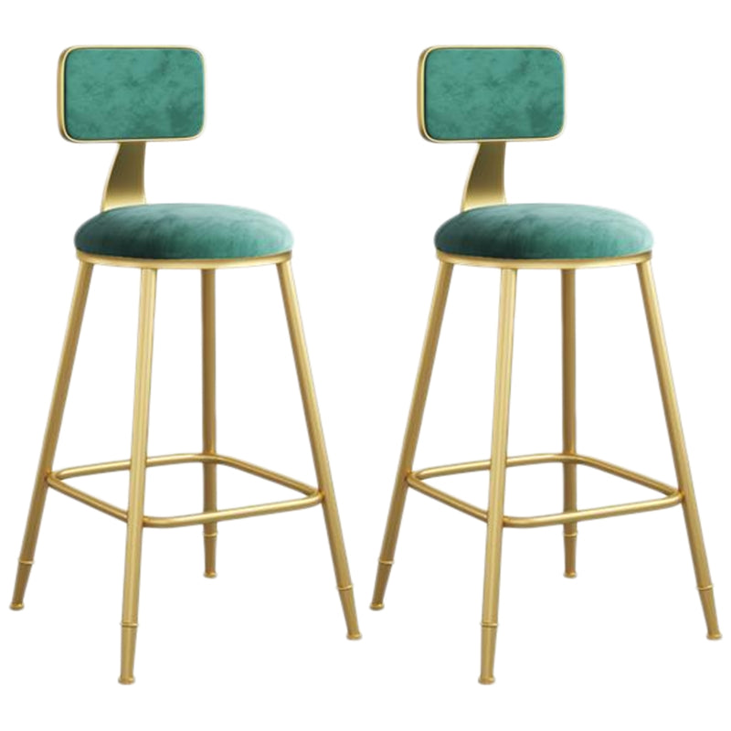 Nordic Armless Backrest Counter Stool Iron Dining Room Bar Stool with Velvet Cushion