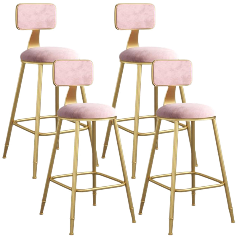 Nordic Armless Backrest Counter Stool Iron Dining Room Bar Stool with Velvet Cushion