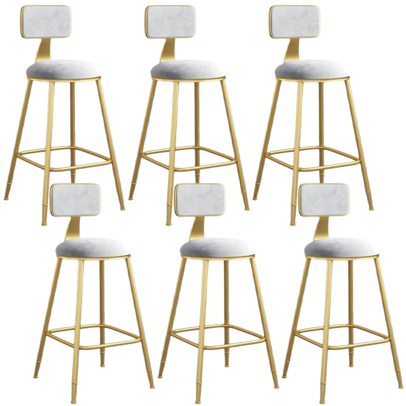 Nordic Armless Backrest Counter Stool Iron Dining Room Bar Stool with Velvet Cushion