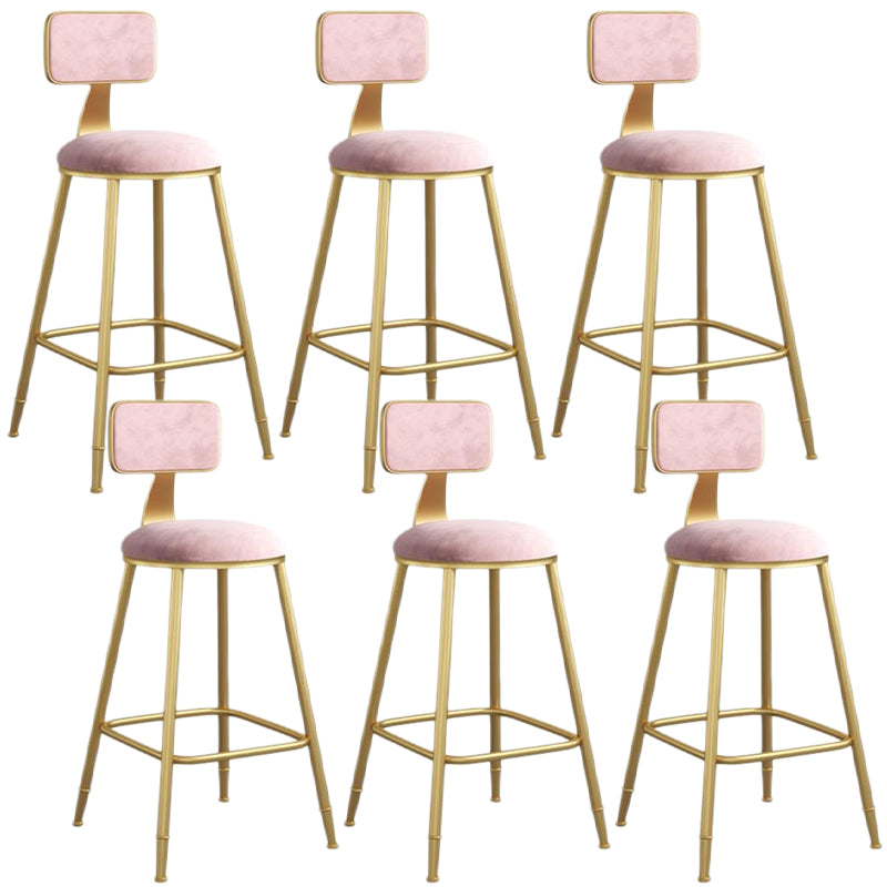 Nordic Armless Backrest Counter Stool Iron Dining Room Bar Stool with Velvet Cushion