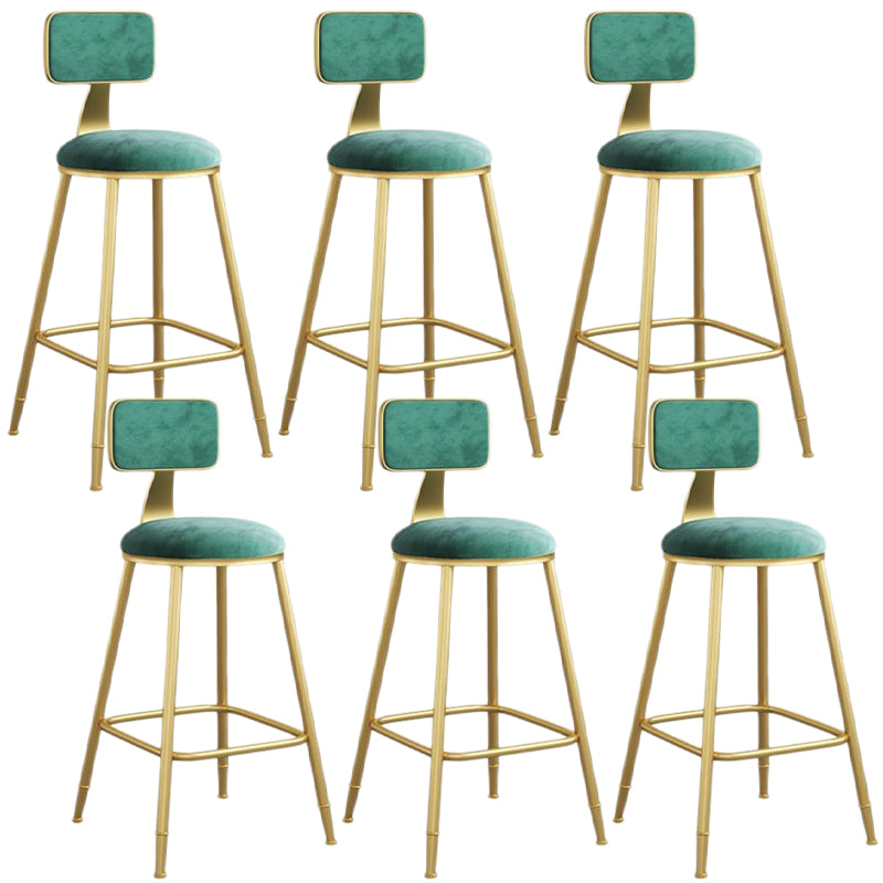 Nordic Armless Backrest Counter Stool Iron Dining Room Bar Stool with Velvet Cushion