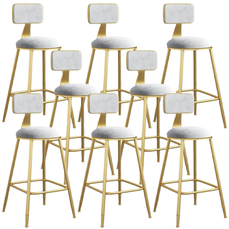 Nordic Armless Backrest Counter Stool Iron Dining Room Bar Stool with Velvet Cushion