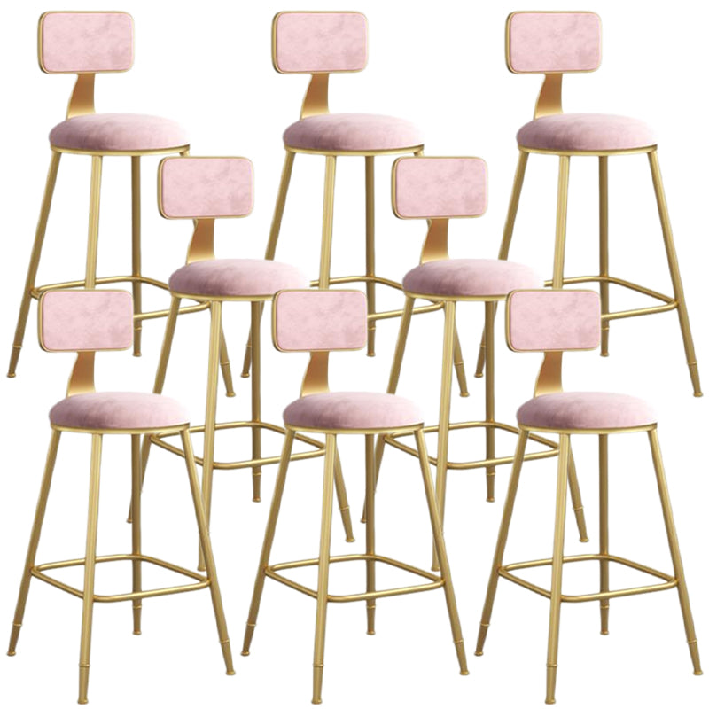 Nordic Armless Backrest Counter Stool Iron Dining Room Bar Stool with Velvet Cushion