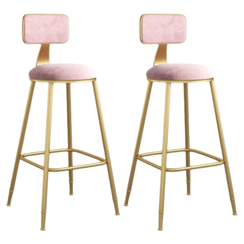 Nordic Armless Backrest Counter Stool Iron Dining Room Bar Stool with Velvet Cushion
