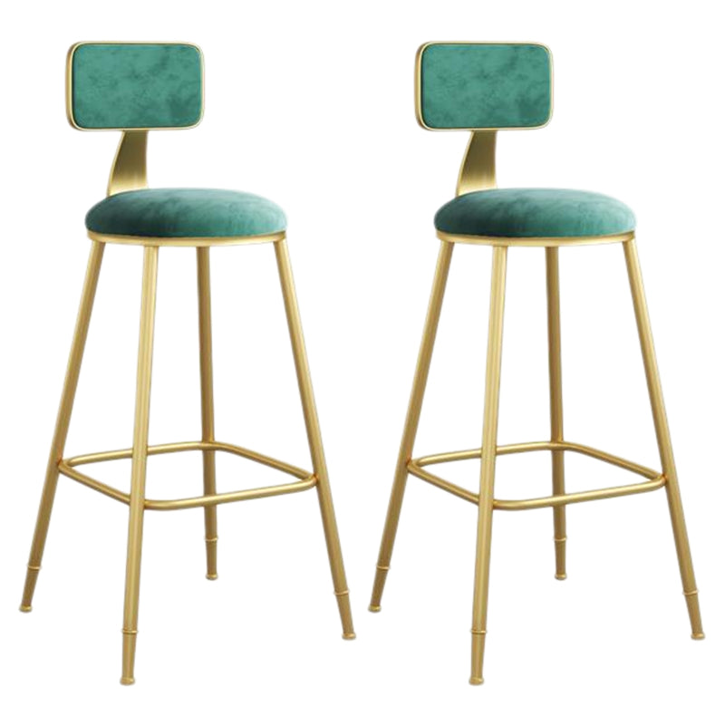 Nordic Armless Backrest Counter Stool Iron Dining Room Bar Stool with Velvet Cushion