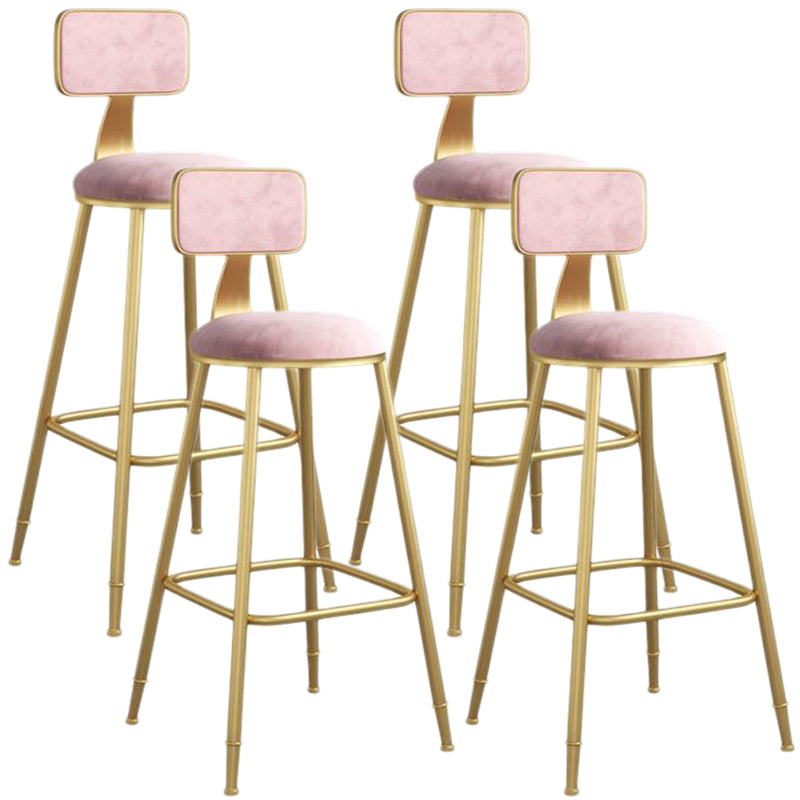 Nordic Armless Backrest Counter Stool Iron Dining Room Bar Stool with Velvet Cushion
