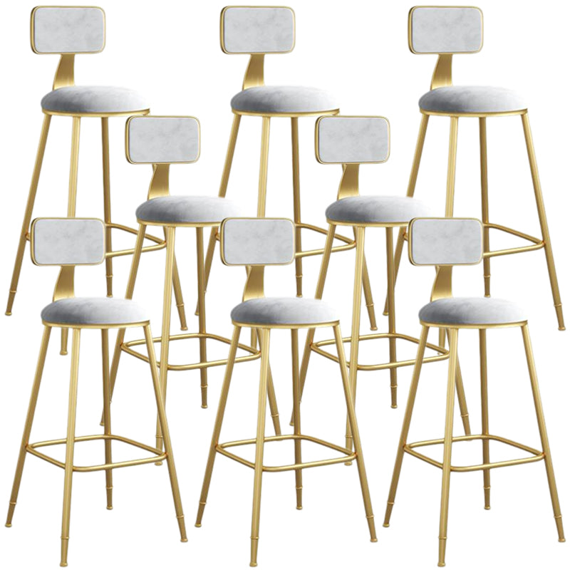 Nordic Armless Backrest Counter Stool Iron Dining Room Bar Stool with Velvet Cushion